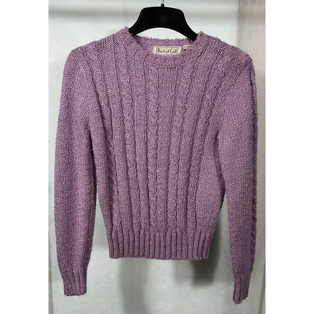 Port of Call Vintage Lilac Cable Knit Sweater – Size M – 100% Acrylic